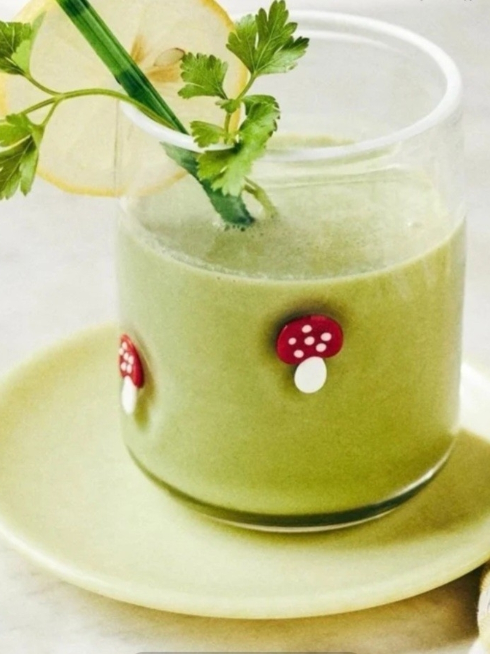 Anthropologie Classic Mushroom Juice Glass  Handblown Kitchie Collection Clear